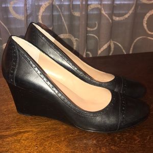 Kelly & Katie Black genuine leather wedges EUC 9.5